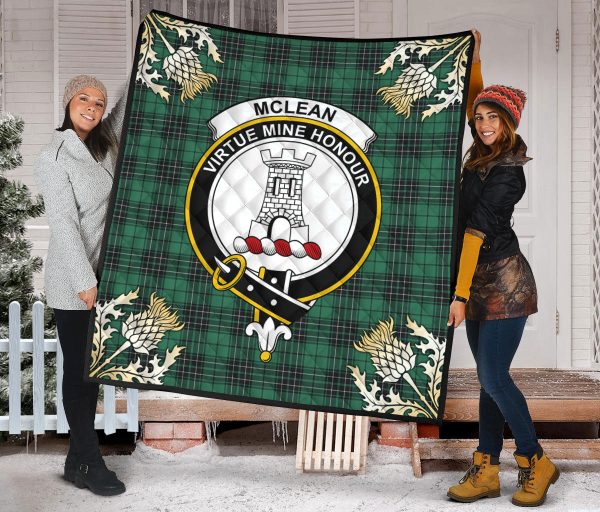 McLean Hunting Ancient Tartan Crest Premium Quilt - Gold Thistle Style Cheap - Image 2